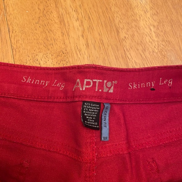 Apt 9 straight leg modem fit red denim jeans 18R pin up Swiftie Red classic - Picture 11 of 12